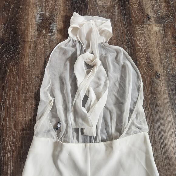 Retrofete White/Cream Jumpsuit Halter Open Back Silk Size Small Sample Wide Leg - Picture 6 of 11